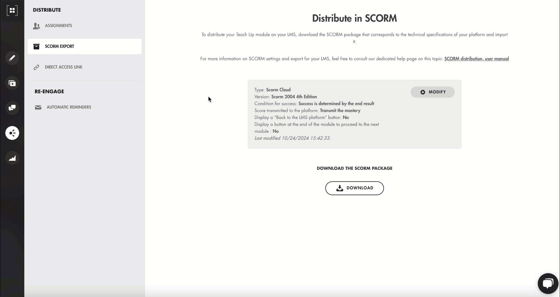 Export and distribute a module, an assessment, or a learning path in ...