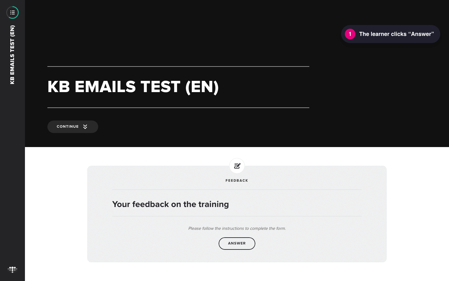 Learner journey: Answer, fill in the fields, Confirm, then See again or Download (PDF)