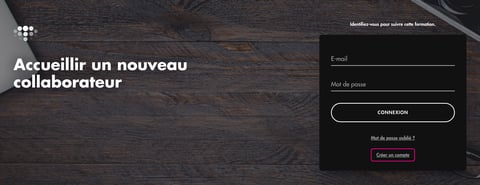 Page de connexion d'une activité ouverte par un lien d'accès direct, avec le lien « Créer un compte »