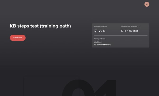 Preview of a training path with the Dark model