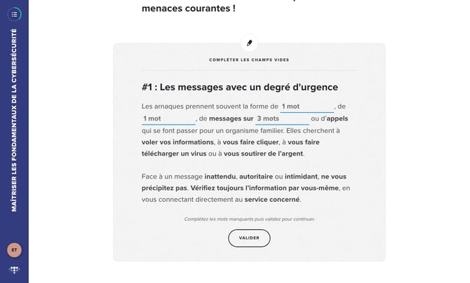 Jeu d'introduction sur un texte : compléter les champs vides avant de lire le contenu