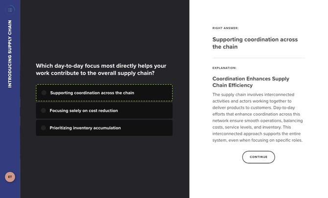 Explanation displayed after the correction, with the right answer