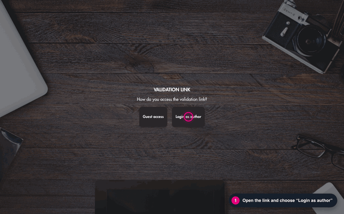Login as author: spot pages marked Edits in the index, read the comment, tick Modified and save a reply